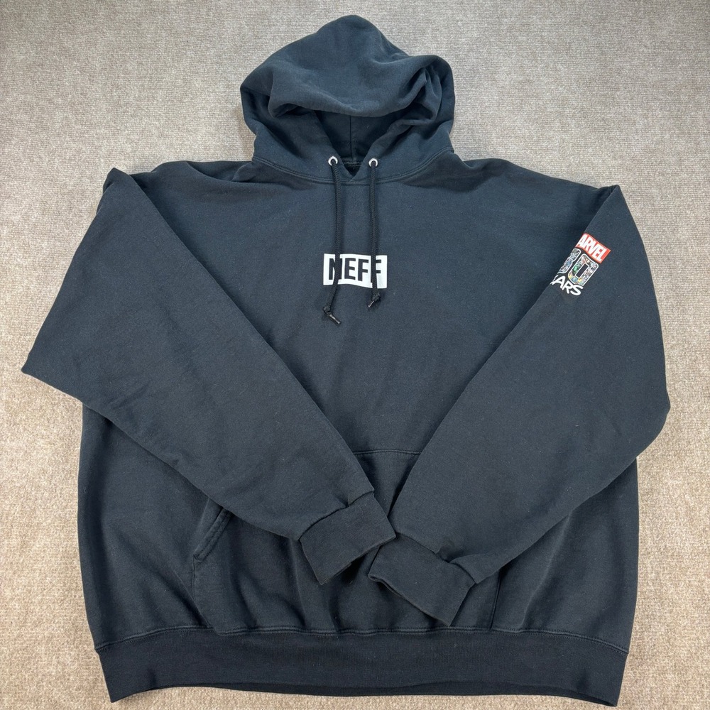 Neff Marvel 80 Years Anniversary Hoodie Mens XXL Black Avengers Graphic Pullover